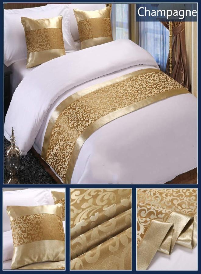 TWELVE Twelve Champagne King Bed Scarf Runner Bedding Scarves for Home Hotel Guesthouse  - Image 2