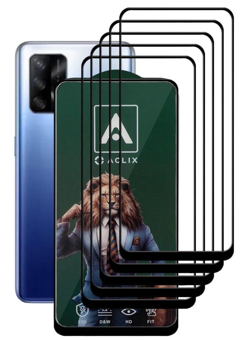 ACLIX 5 Pieces Antistatic ESD Dustproof Premium Quality High Definition Tempered Glass Screen Protector Designed For Oppo A74 - Image 1