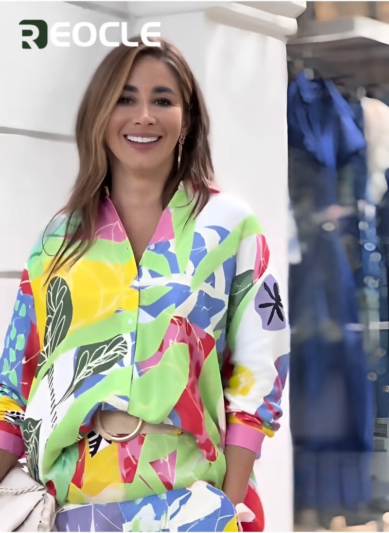 ريوكل بدلة قميص مطبوعة بألوان زاهية - Image 3