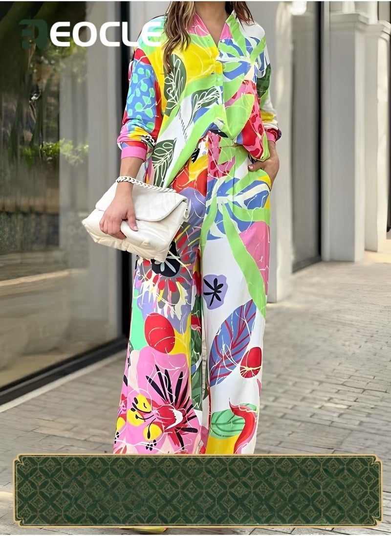 ريوكل بدلة قميص مطبوعة بألوان زاهية - Image 1