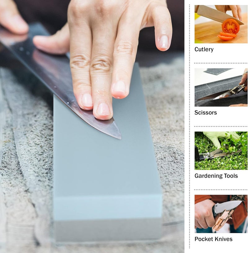 Whetstone Cutlery Knife Sharpening Stone 2-Pack - Dual 400/1000 Grit Wet Block - Sharpens and Polishes Sharp Tools and Kitchen or Hunting Knives by Whetstone - Image 5