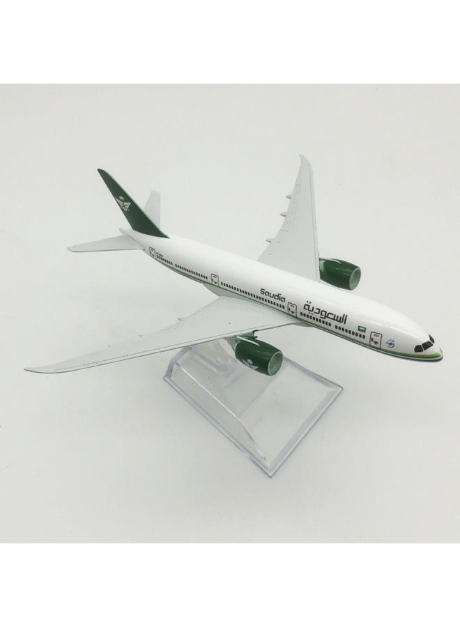 16cm سبيكة طائرة منضدية عرض نموذج 1: 400 مقياس المملكة العربية السعودية B787 طائرة نموذج الحلي اللعب الأثاث زينة مجموعة الهدايا - Image 2