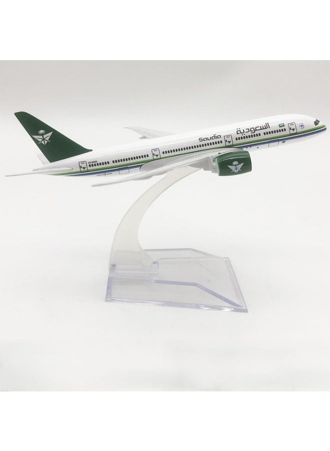 16cm سبيكة طائرة منضدية عرض نموذج 1: 400 مقياس المملكة العربية السعودية B787 طائرة نموذج الحلي اللعب الأثاث زينة مجموعة الهدايا - Image 1