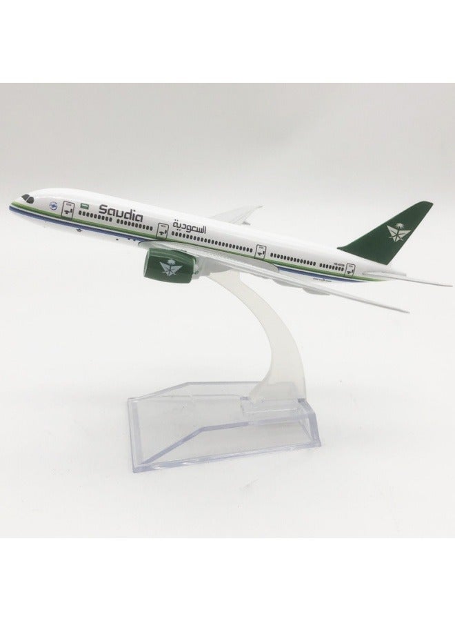 16cm سبيكة طائرة منضدية عرض نموذج 1: 400 مقياس المملكة العربية السعودية B787 طائرة نموذج الحلي اللعب الأثاث زينة مجموعة الهدايا - Image 4
