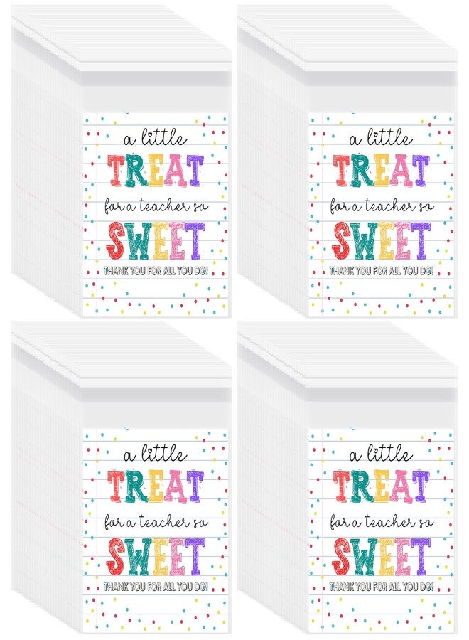 Geyoga 200 Count Treat Bags Teacher Appreciation Gift Thank You Cellophane Bags Self Adhesive for Cookie, 3.9 x 5.1 Inches - Image 1