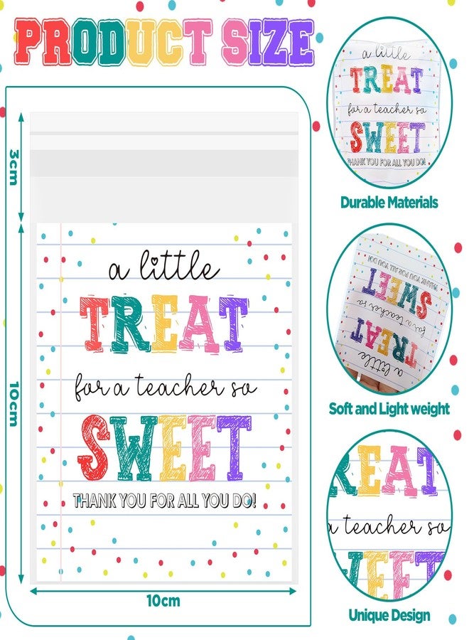 Geyoga 200 Count Treat Bags Teacher Appreciation Gift Thank You Cellophane Bags Self Adhesive for Cookie, 3.9 x 5.1 Inches - Image 3