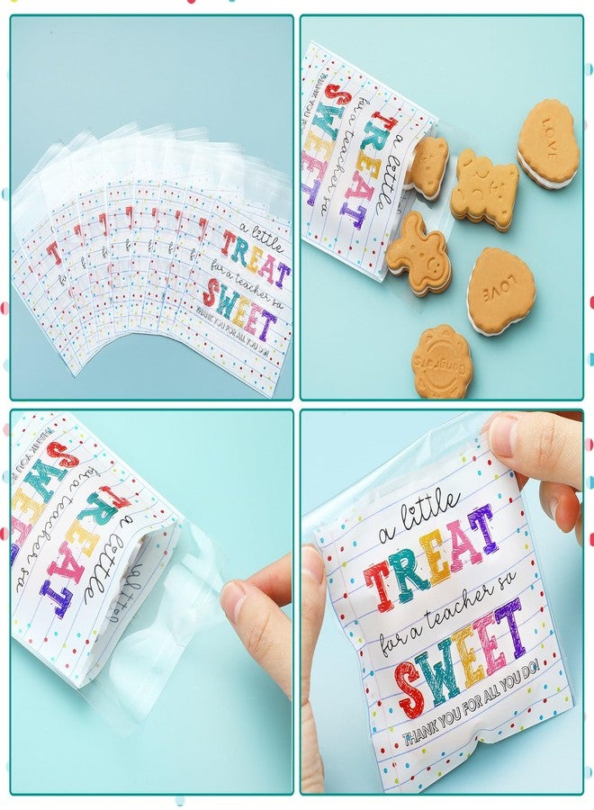 Geyoga 200 Count Treat Bags Teacher Appreciation Gift Thank You Cellophane Bags Self Adhesive for Cookie, 3.9 x 5.1 Inches - Image 4