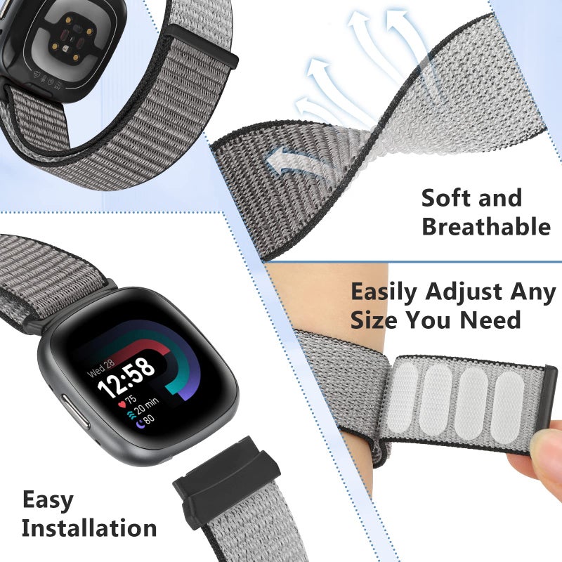 Bcuckood Nylon Loop Compatible with Fitbit Sense 2/Fitbit Sense/4/3 Bands, Women Men Soft Adjustable Breathable Strap Solo Loop Replacement Wristband - Image 5