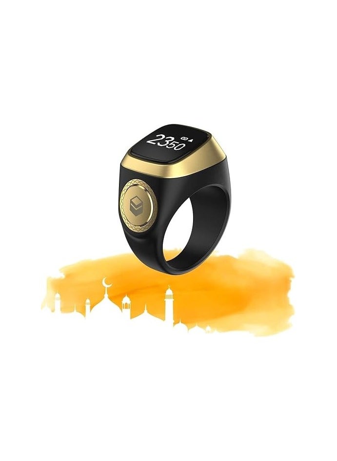 iQIBLA Smart Tasbih Zikr Ring, Muslim Prayer, Prayer timing reminder, OLED display Tasbih Counter, Smart Ring, Wearable Technology, Waterproof - Black(20mm) 