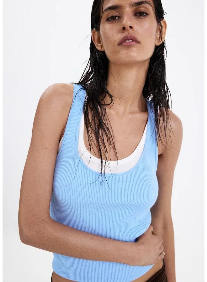 Mango Fitted Ribbed Top