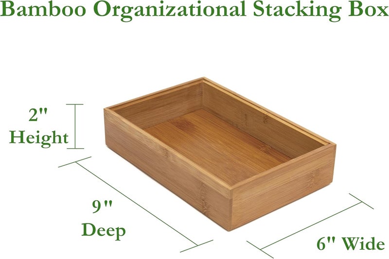 Lipper International Bamboo Wood Stacking Drawer Organizer Box, 6" x 9" - Image 2