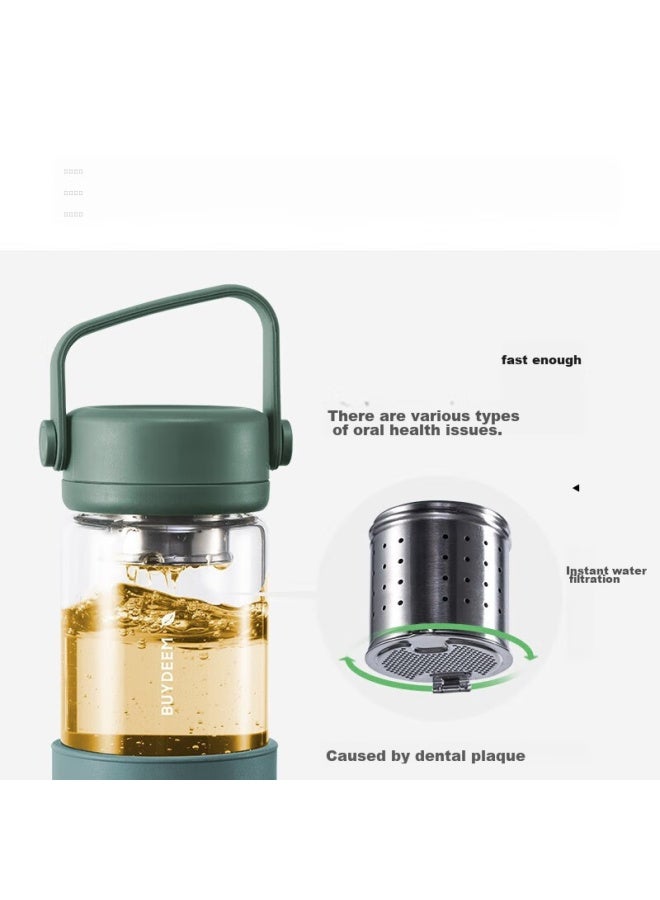 Buydeem Tea Infuser Glass Cup, Stylish Outdoor Portable Mug, Office Tea Steeping Cup - Image 2