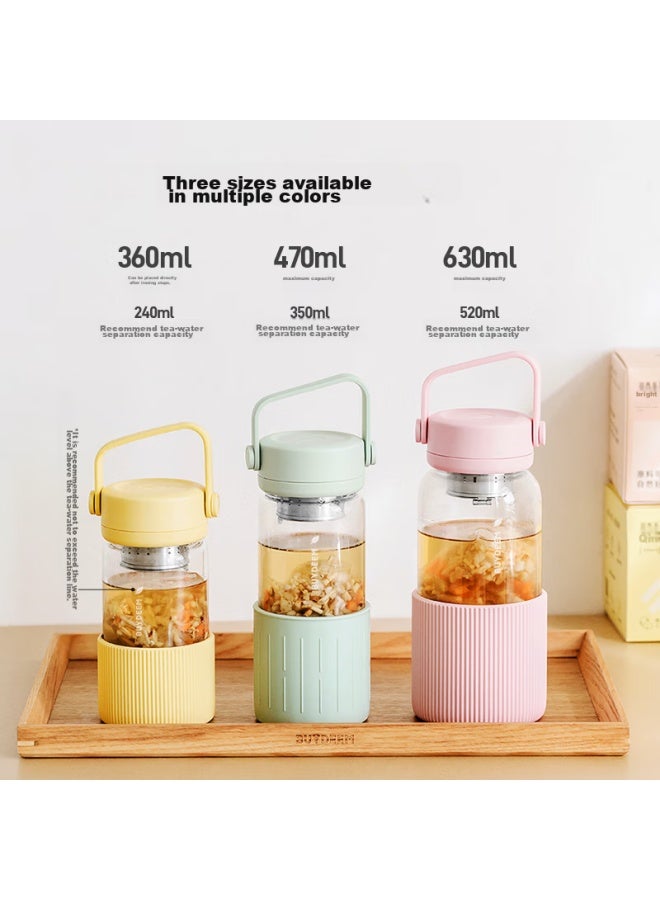 Buydeem Tea Infuser Glass Cup, Stylish Outdoor Portable Mug, Office Tea Steeping Cup - Image 1