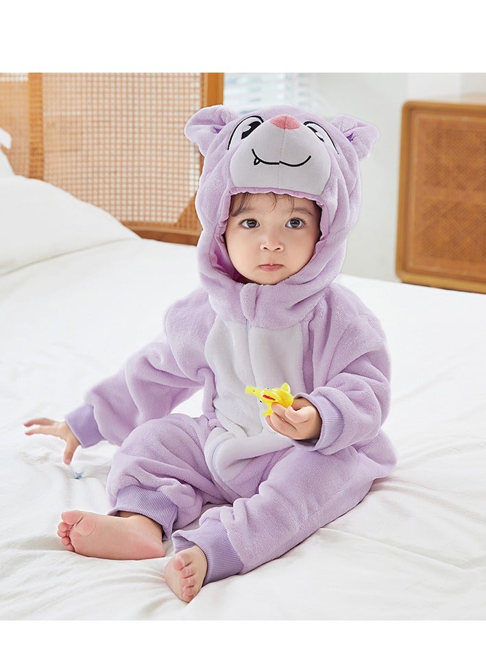 Loquat Flannel Children's Climbing Clothes Baby Autumn Winter Long Sleeved Clothes Jumpsuit Newborn Cartoon Jumpsuit  - Image 1