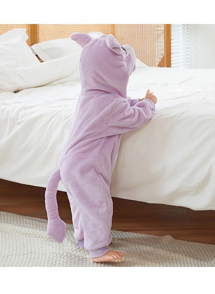 Loquat Flannel Children's Climbing Clothes Baby Autumn Winter Long Sleeved Clothes Jumpsuit Newborn Cartoon Jumpsuit  - Image 3