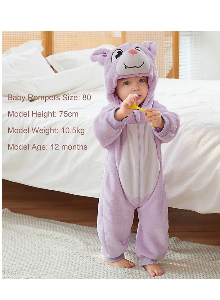 Loquat Flannel Children's Climbing Clothes Baby Autumn Winter Long Sleeved Clothes Jumpsuit Newborn Cartoon Jumpsuit  - Image 5