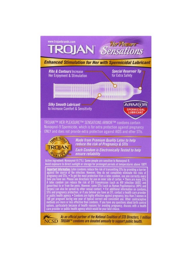 Trojan Her Pleasure Sensations Spermicidal Condoms, 12 Count - Image 2