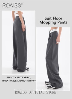 roaiss Women Drapey Suit Pants Casual Wide Leg Trousers with Loose Fit Flared Hem Design for a Slimming Look Straight Leg Pants Flatter All Body Types Suitable for Work and School  - Image 5