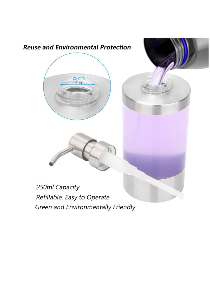 Excefore Clear Acrylic Stainless Steel Soap Dispenser, Clear Acrylic Bottle Washing Up Liquid Dispenser, for Kitchen, Bathroom, Toilet, Shopping Mall, Hotel 250ml - Image 3