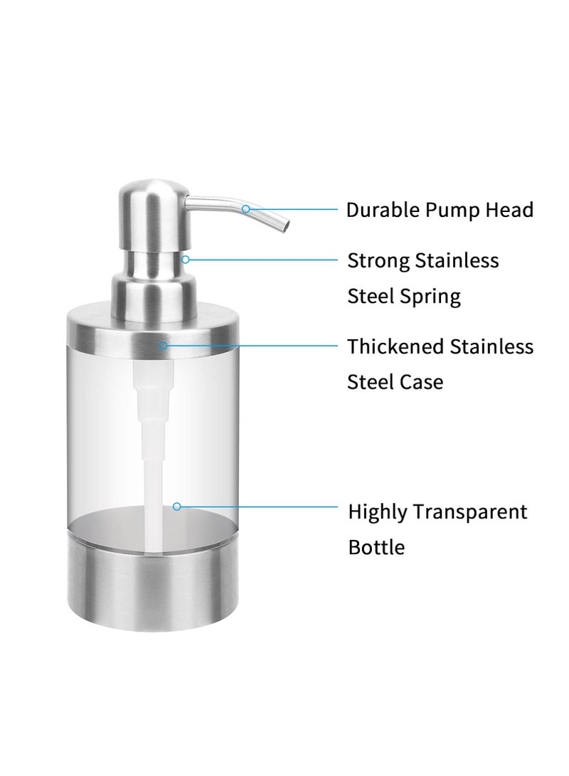 Excefore Clear Acrylic Stainless Steel Soap Dispenser, Clear Acrylic Bottle Washing Up Liquid Dispenser, for Kitchen, Bathroom, Toilet, Shopping Mall, Hotel 250ml - Image 2