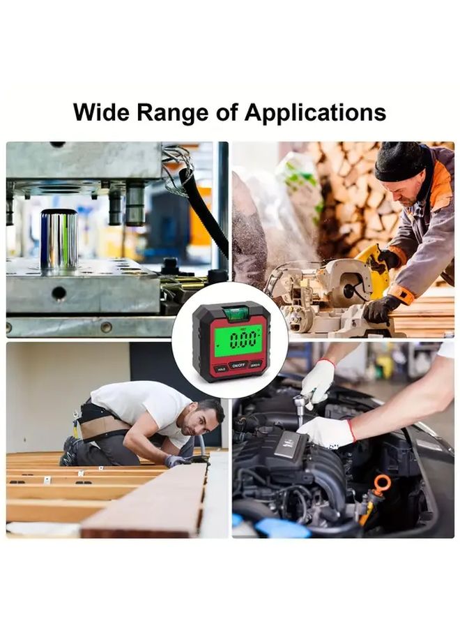 Black Digital Angle Finder Magnetic Base Zero Range LCD Backlight High Resolution - Image 2