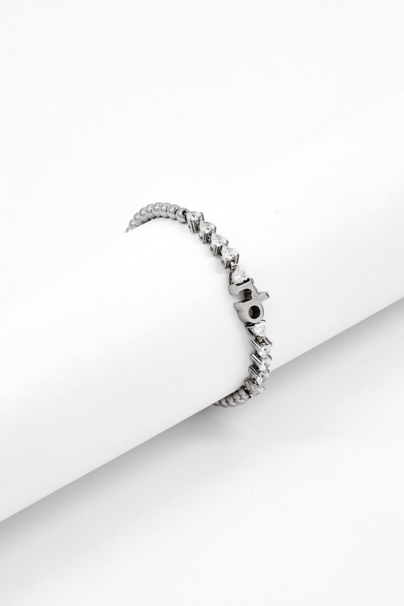 RoccoBarocco Women Stainless Steel Silver Stone Bracelet, Silver  - Image 1