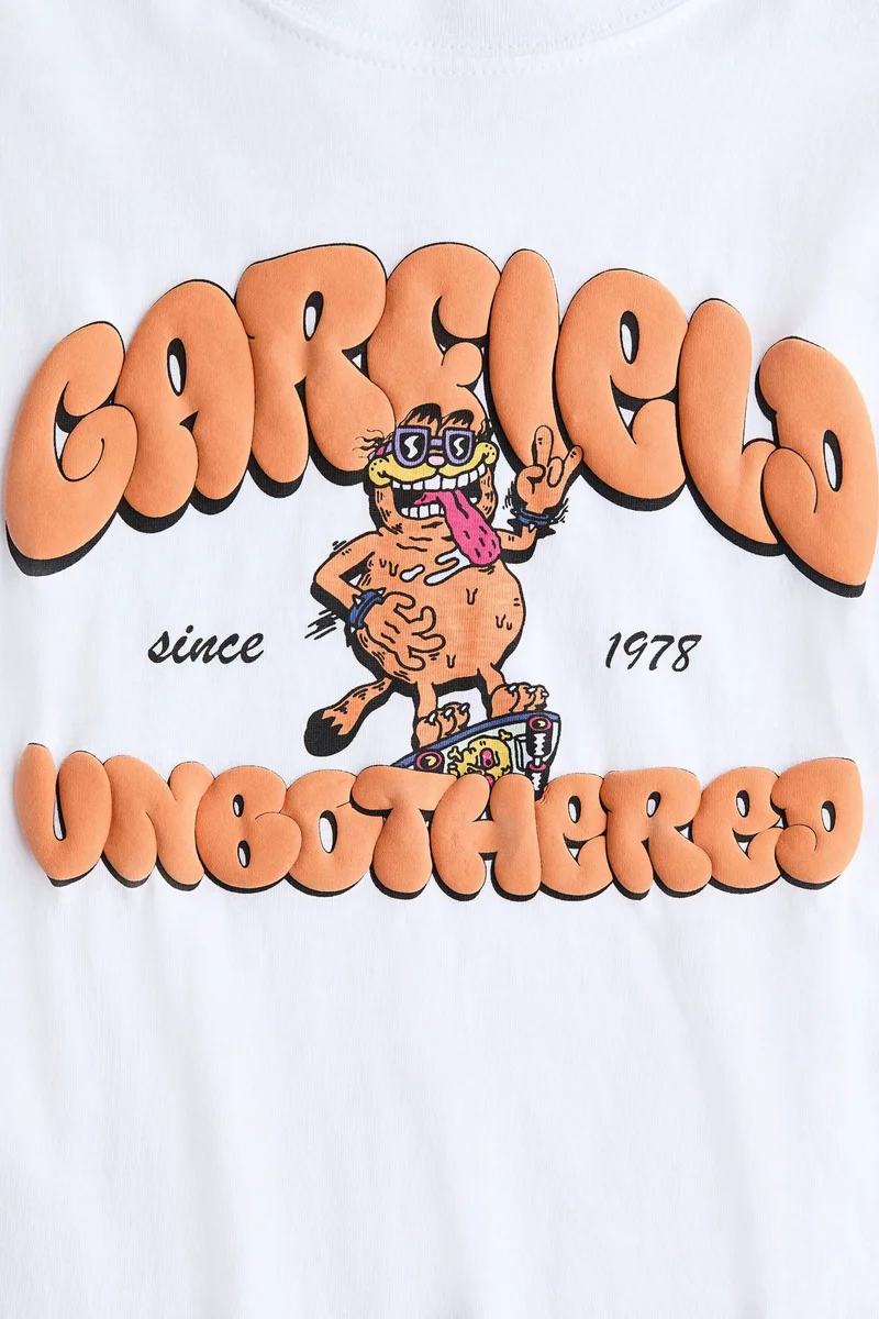 اتش اند ام تي-شيرت قطني بطبعة