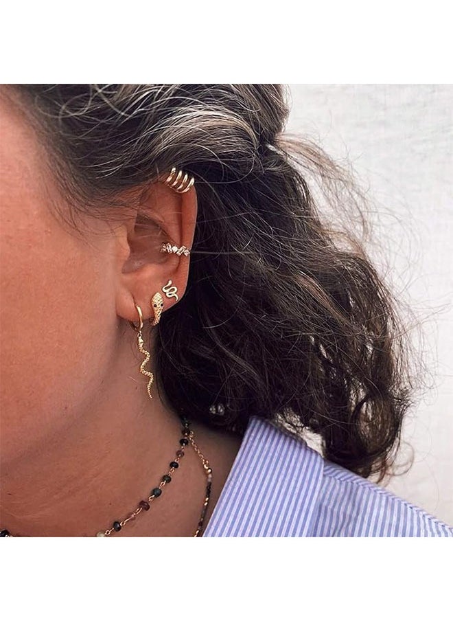 Mevecco - Women Gold Huggie Hoop Earrings Dangle Drop 14K Gold Filled Small Boho Beach Simple Delicate Handmade Hypoallergenic Jewelry Gift - Image 1