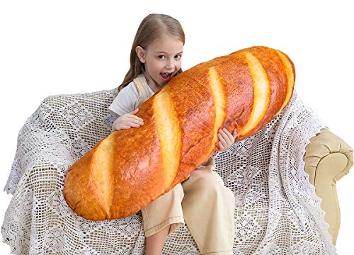 Wepop 32 in 3D Simulation Bread Shape Pillow Soft Lumbar Baguette Back Cushion Funny Food Plush Stuffed Toy - Image 1