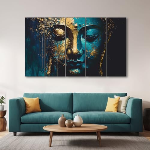 The Castle Decor Lord Buddha Wall Painting for Living Room Big Size - Meditating Gautam Buddha Painting Wall Decor Peaceful Art for Bedroom, Office, Hotels & Gifting - Wooden Framed (27x48 inch) - Image 1