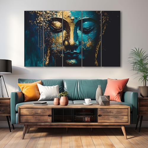 The Castle Decor Lord Buddha Wall Painting for Living Room Big Size - Meditating Gautam Buddha Painting Wall Decor Peaceful Art for Bedroom, Office, Hotels & Gifting - Wooden Framed (27x48 inch) - Image 2