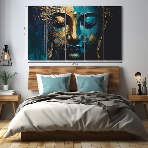 The Castle Decor Lord Buddha Wall Painting for Living Room Big Size - Meditating Gautam Buddha Painting Wall Decor Peaceful Art for Bedroom, Office, Hotels & Gifting - Wooden Framed (27x48 inch) - Image 3
