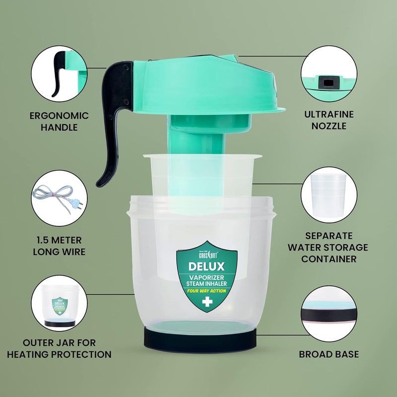 CRESCENT Professional Steamer For Cold And Cough| Inhaler|Steamer Vaporizer For Sinus And Nasal Congestion|Respiratory Care For Home And Medical Use For Unisex Adults|Tiffny Blue|Pack Of 1 - Image 3