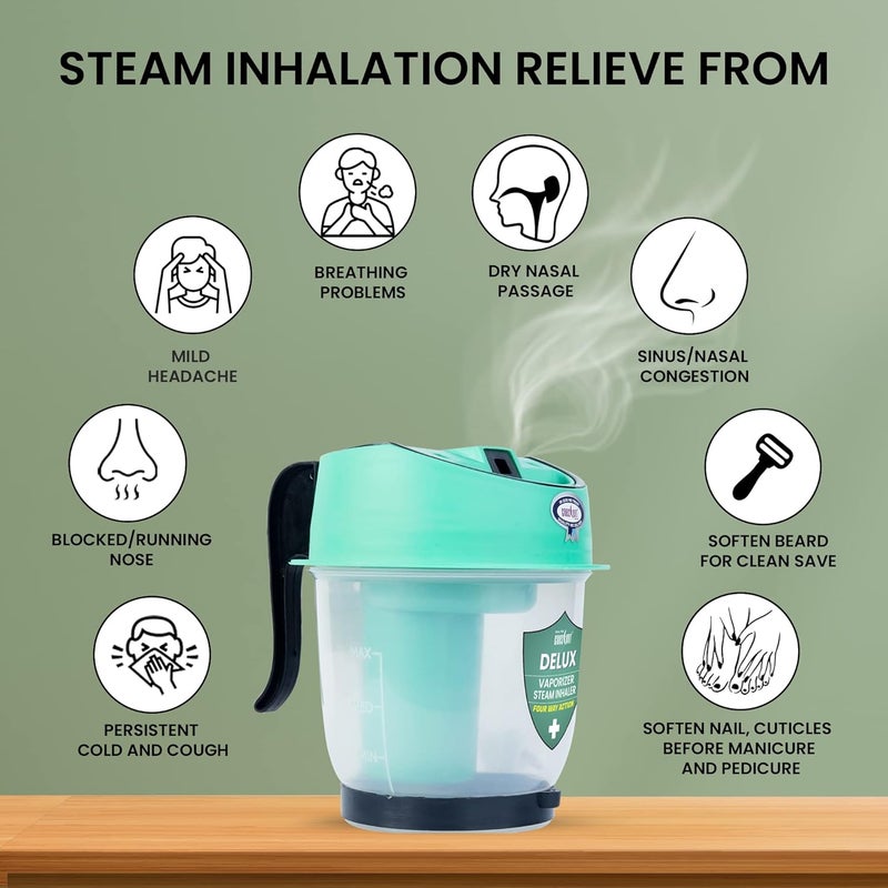 CRESCENT Professional Steamer For Cold And Cough| Inhaler|Steamer Vaporizer For Sinus And Nasal Congestion|Respiratory Care For Home And Medical Use For Unisex Adults|Tiffny Blue|Pack Of 1 - Image 4