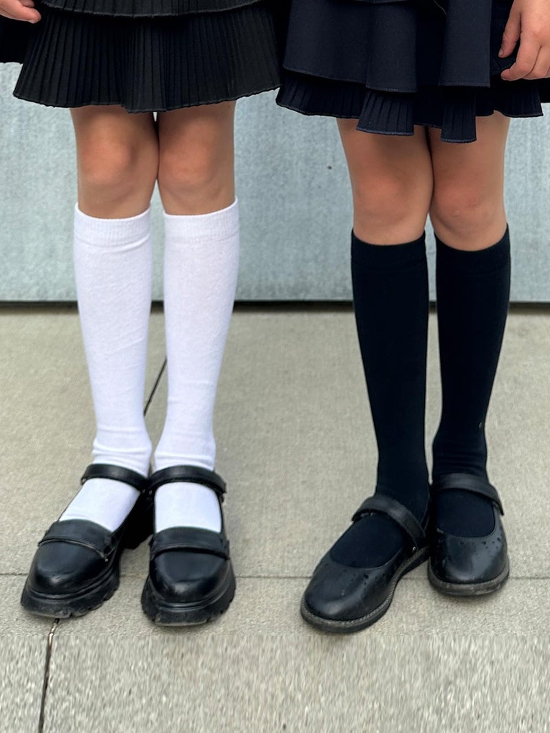 COTTON DAY 3 Pack Kids Girls Soft Knee High School Uniform Dress Socks Seamless Toe 10-12 Years White XL (12) - Image 5