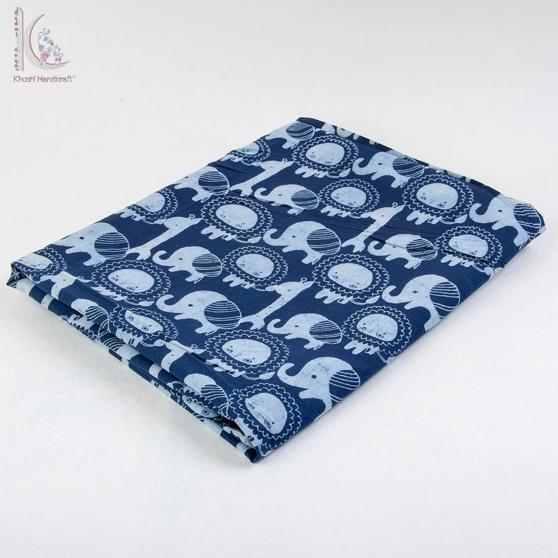 Khushi Handicraft 100 Cotton Unstitched Hand Block Print Fabric Cloth for Women Girl Men Cotton Indigo Fabric 5 Meter Blue White Color - Image 2