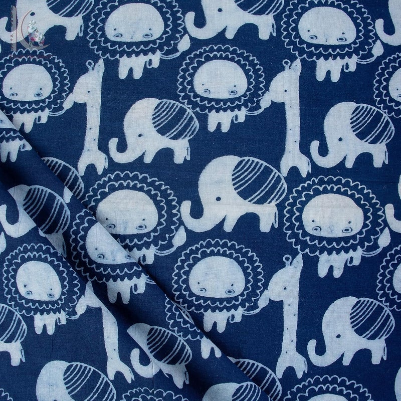 Khushi Handicraft 100 Cotton Unstitched Hand Block Print Fabric Cloth for Women Girl Men Cotton Indigo Fabric 5 Meter Blue White Color - Image 4