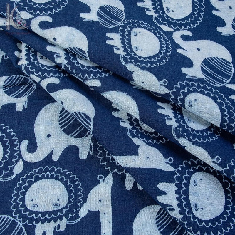 Khushi Handicraft 100 Cotton Unstitched Hand Block Print Fabric Cloth for Women Girl Men Cotton Indigo Fabric 5 Meter Blue White Color - Image 5