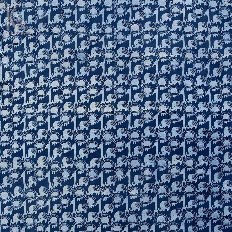 Khushi Handicraft 100 Cotton Unstitched Hand Block Print Fabric Cloth for Women Girl Men Cotton Indigo Fabric 5 Meter Blue White Color - Image 3