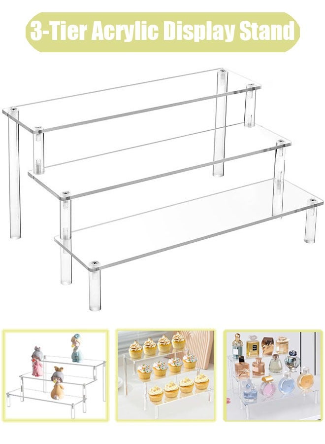 Acrylic Display Risers, 3 Tier Perfume Stand Organizer, Clear Cupcake Stand Holder, Large Shelf Risers for Figures, Display Shelf for Collectibles, Dessert Shelves for Decoration and Organizer - Image 1