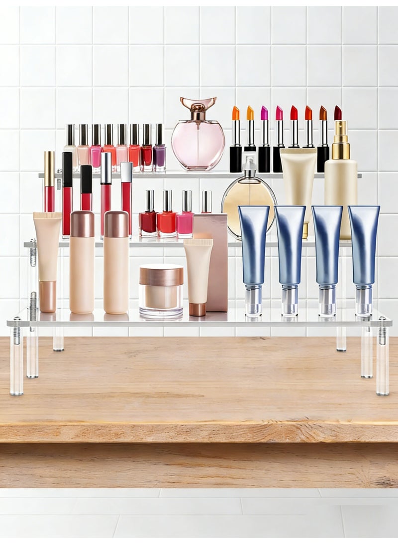 Acrylic Display Risers, 3 Tier Perfume Stand Organizer, Clear Cupcake Stand Holder, Large Shelf Risers for Figures, Display Shelf for Collectibles, Dessert Shelves for Decoration and Organizer - Image 3