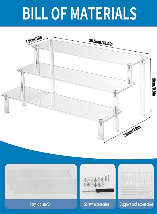Acrylic Display Risers, 3 Tier Perfume Stand Organizer, Clear Cupcake Stand Holder, Large Shelf Risers for Figures, Display Shelf for Collectibles, Dessert Shelves for Decoration and Organizer - Image 2