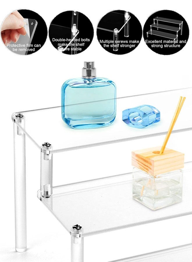 Acrylic Display Risers, 3 Tier Perfume Stand Organizer, Clear Cupcake Stand Holder, Large Shelf Risers for Figures, Display Shelf for Collectibles, Dessert Shelves for Decoration and Organizer - Image 4