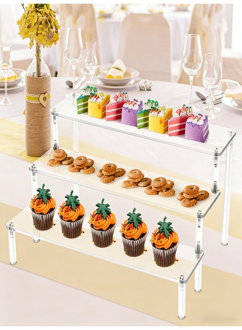 Acrylic Display Risers, 3 Tier Perfume Stand Organizer, Clear Cupcake Stand Holder, Large Shelf Risers for Figures, Display Shelf for Collectibles, Dessert Shelves for Decoration and Organizer - Image 5