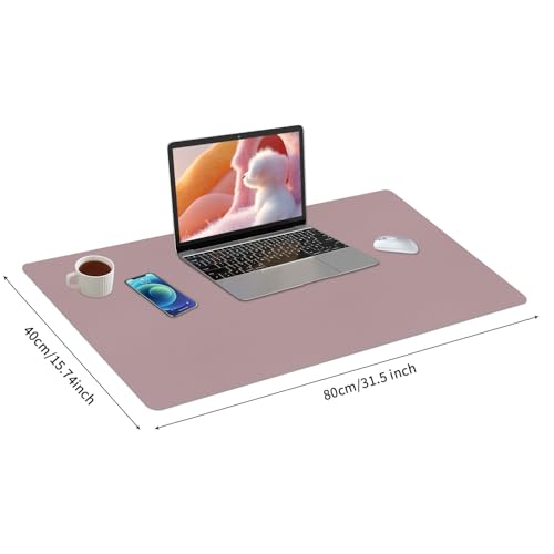 Bloss Pink Desk Mat, Large Mouse Pad, Non-Slip Desk Protector Mat, Leather Desk Blotter, Waterproof Desk Pad for Make Up Desk/31.5×15.7 Inch - Image 4