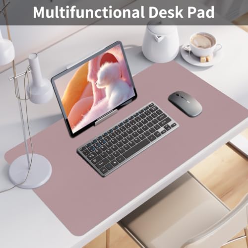 Bloss Pink Desk Mat, Large Mouse Pad, Non-Slip Desk Protector Mat, Leather Desk Blotter, Waterproof Desk Pad for Make Up Desk/31.5×15.7 Inch - Image 2