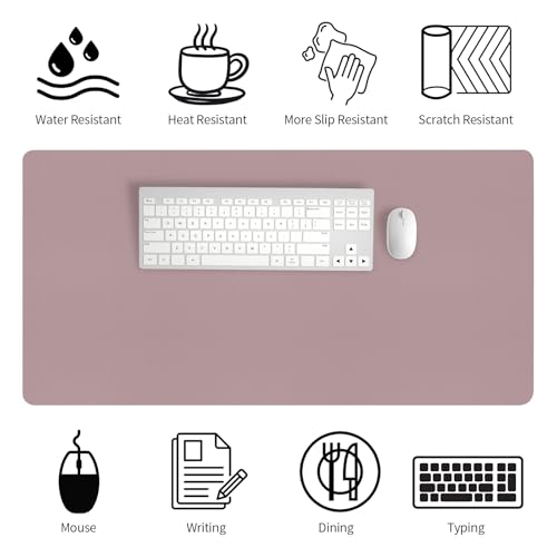 Bloss Pink Desk Mat, Large Mouse Pad, Non-Slip Desk Protector Mat, Leather Desk Blotter, Waterproof Desk Pad for Make Up Desk/31.5×15.7 Inch - Image 3