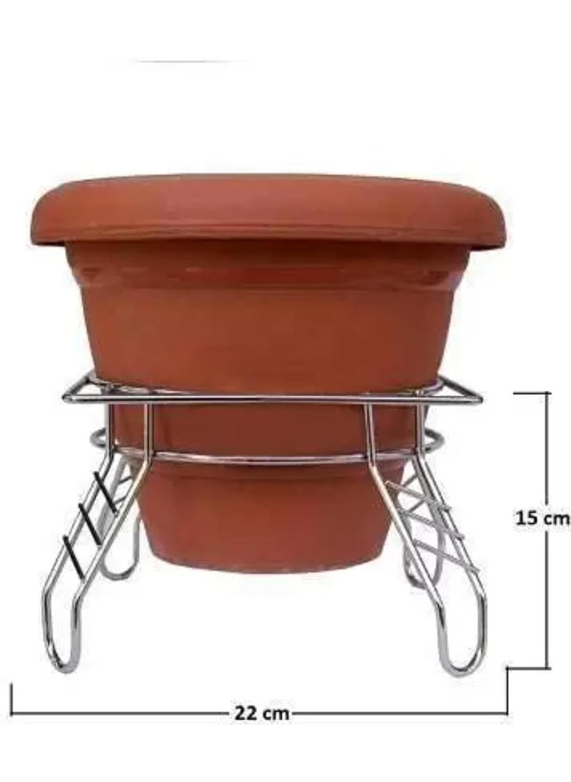 WELLCOOK WELLCOOK Fancy Freestanding Water Pot And Matka Stand Stainless Steel Pot Stand Kitchen Tiered Shelf Rack Chrome Plated Plant Pot Stand  - Image 5