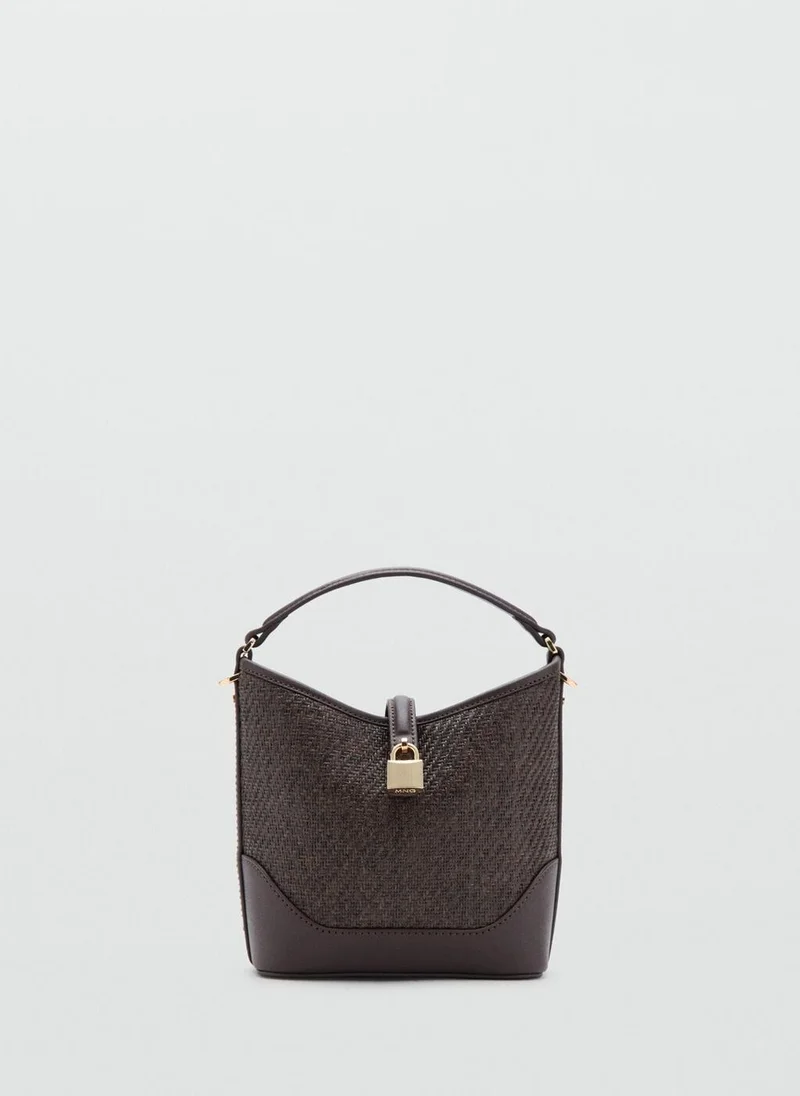 مانجو Small raffia bucket bag