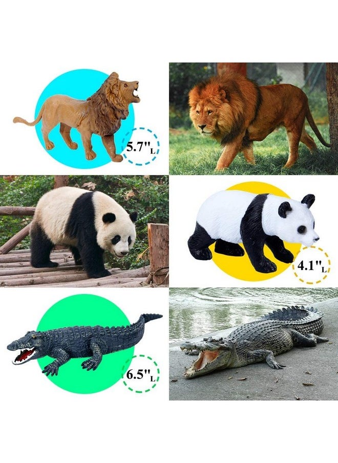 Mini Tudou - 12 Pcs Safari Animals Figures Toys W/ 57X38.6’’ Large Activity Play Mat Realistic Jumbo Jungle Wild Zoo Animals Figurines Playset W/Elephant Giraffe Lion For Kids Boys - Image 1